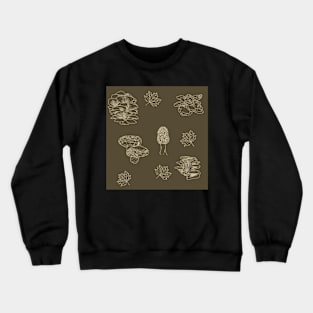 Woodland Mushrooms Brown 1 Crewneck Sweatshirt